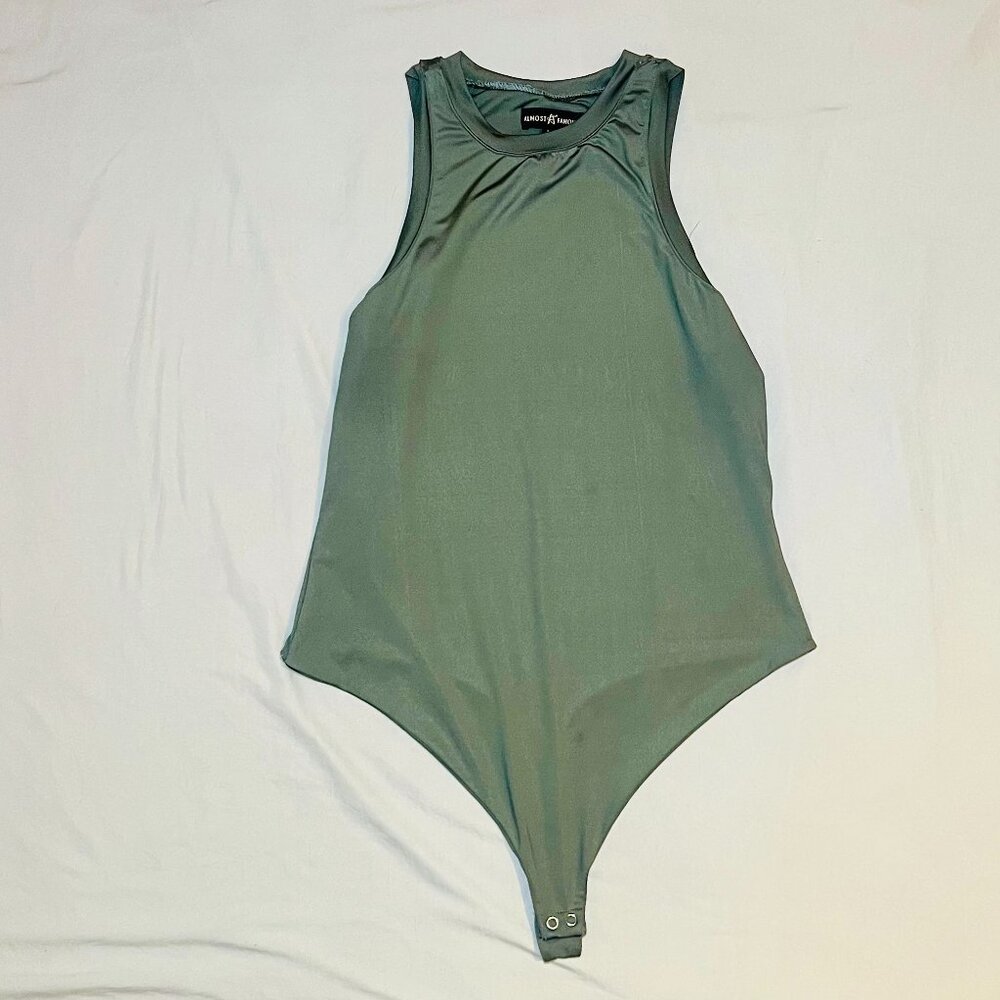 Sage Green Sleevless BodySuit/Crew neck/Snap Closure/Stretchy Soft Fit